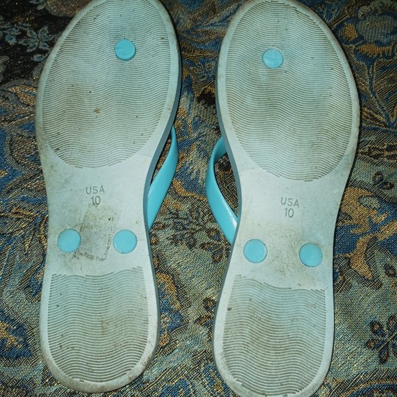 White Line Hearted Flipflops Sz 10 - Picture 2 of 8